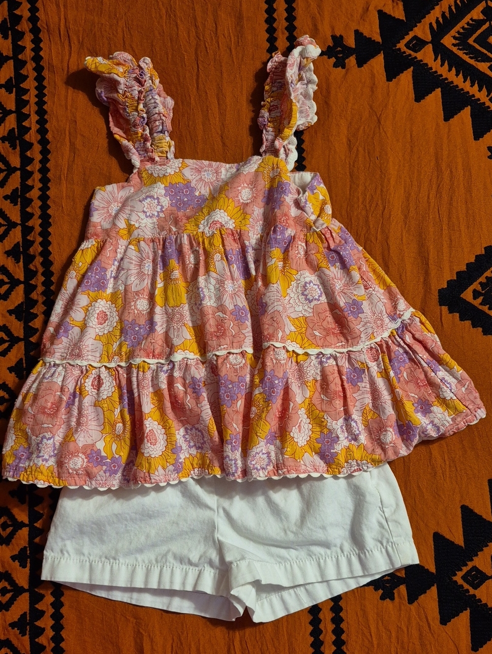 Girls Floral Ruffle Tank Top in Pink, Yellow & Purple, 50% Off BUNDLES 3 OR MORE